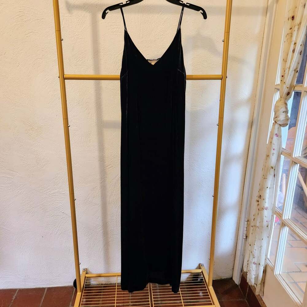 H&M Velvet Slip Dress Size 8 Dark Grey Blue Maxi